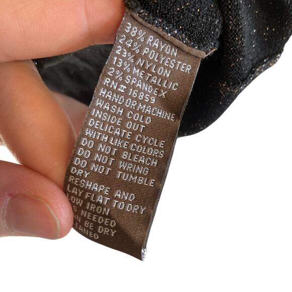 J McLaughlin Brown Gold Metallic Knit Aline Holiday Sparkly Dress Size Medium - Picture 10 of 16